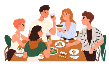 Enjoy your food and have fun together.